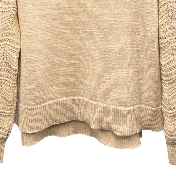NWT CHRISTIAN SIRIANO CARAMEL POINTELLE LONG SLEEVE SWEATER LARGE MSRP $89 - Picture 6 of 11
